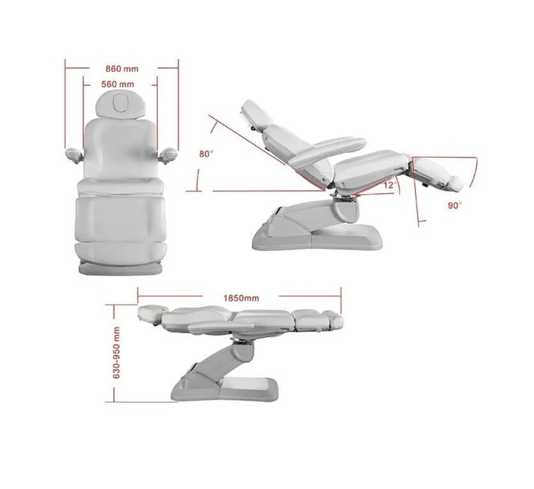 Electric Derma Chair, High Quality PVC Leather - White (BC01)